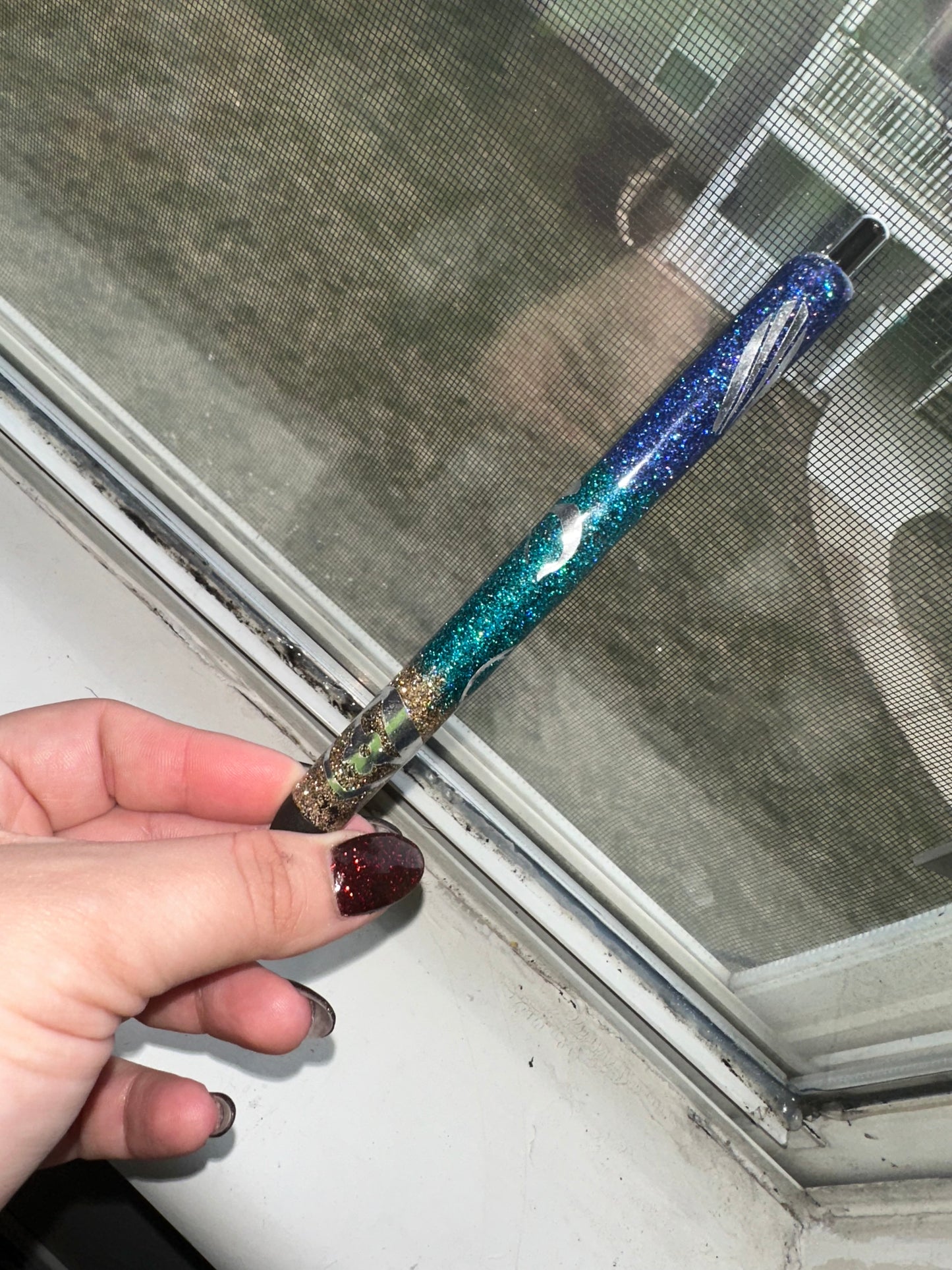 Beach themed glitter pen