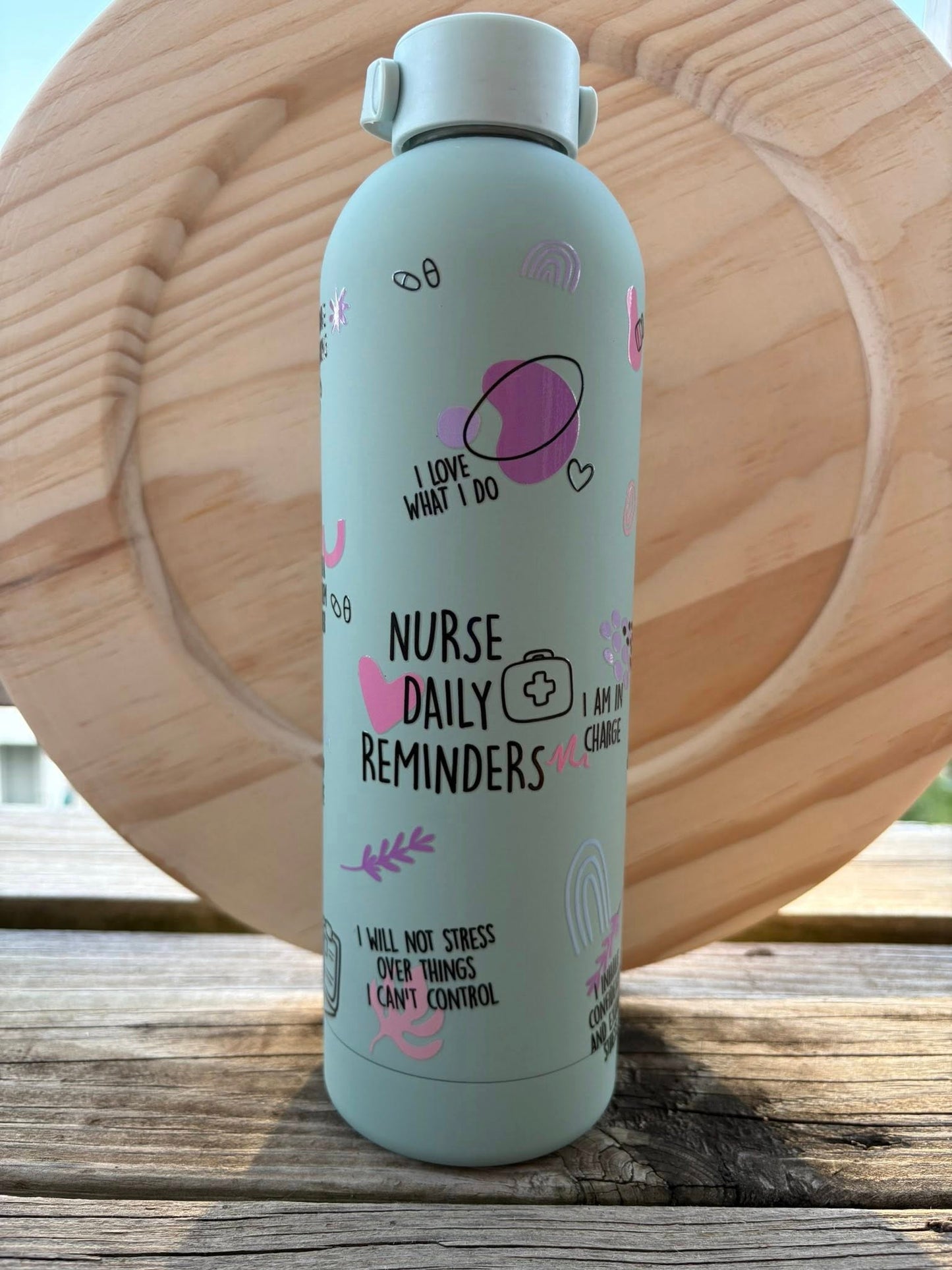 Green Nurse Affirmations Water Bottle